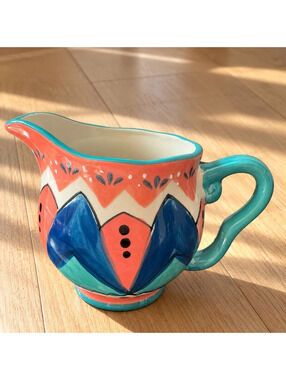 Meritage Colorful Ceramic Creamer Pitcher Southwest Style Hand Painted